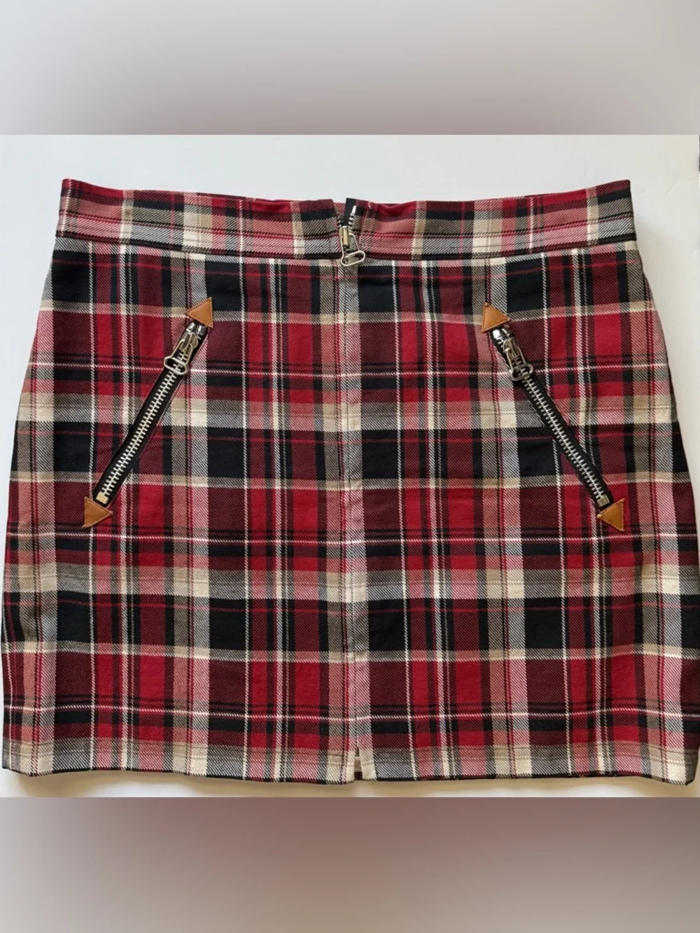 Rag & Bone Red Plaid Mini Skirt Size 6 - Picture 1 of 4